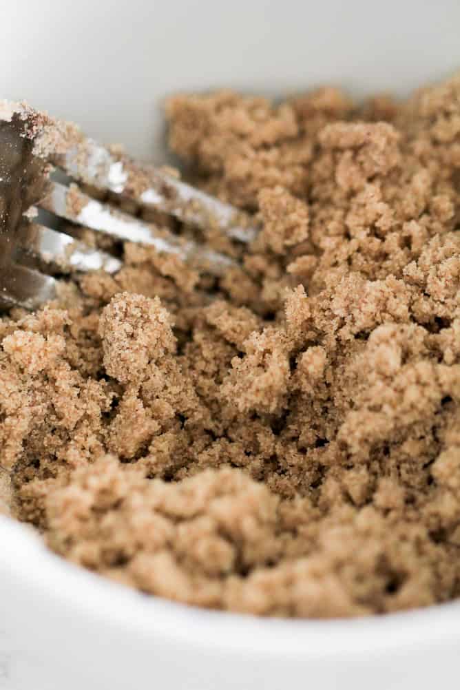 Fork mixing crumb mixture