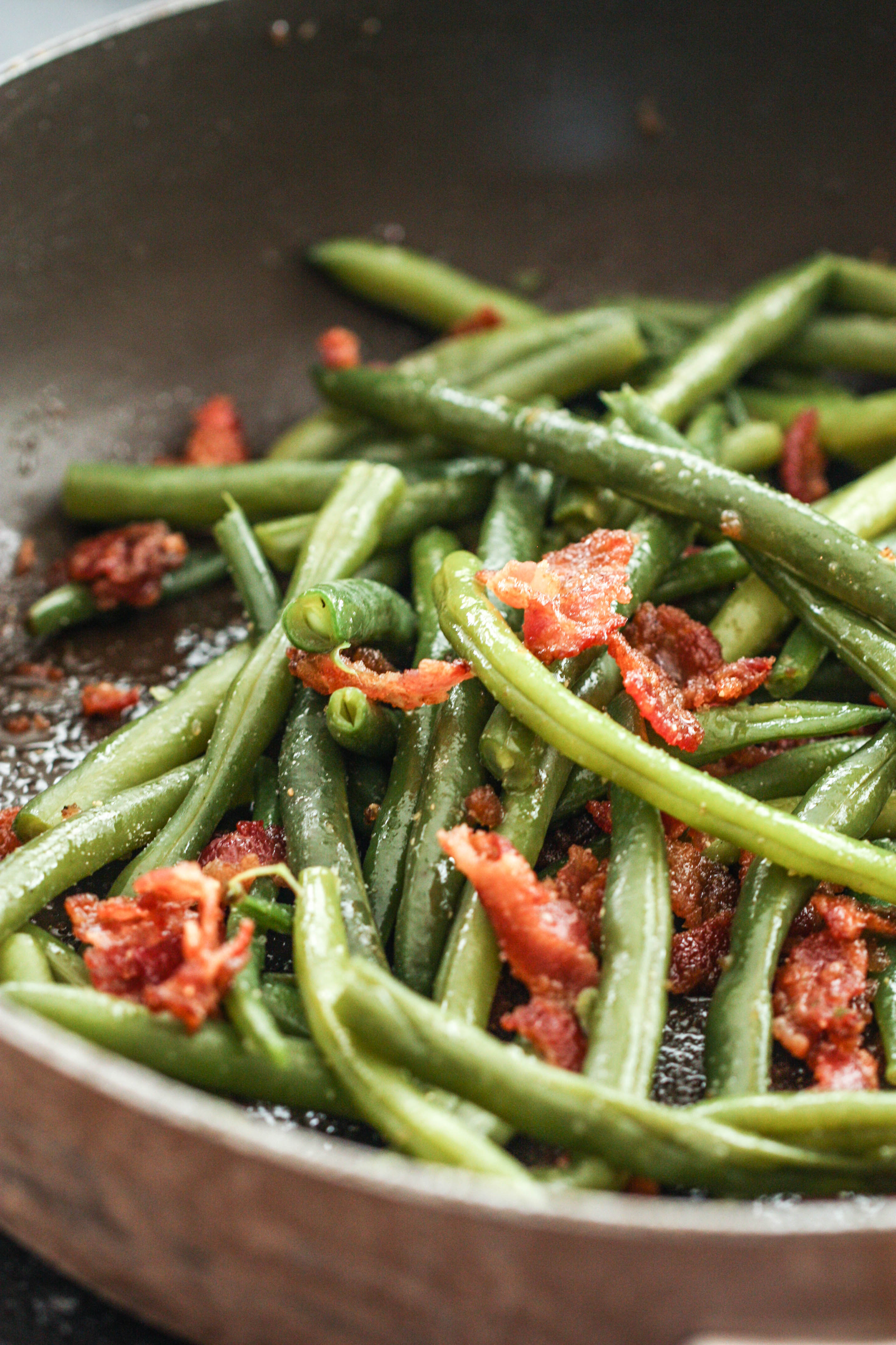 Brown Sugar and Bacon Green Beans in a bowl