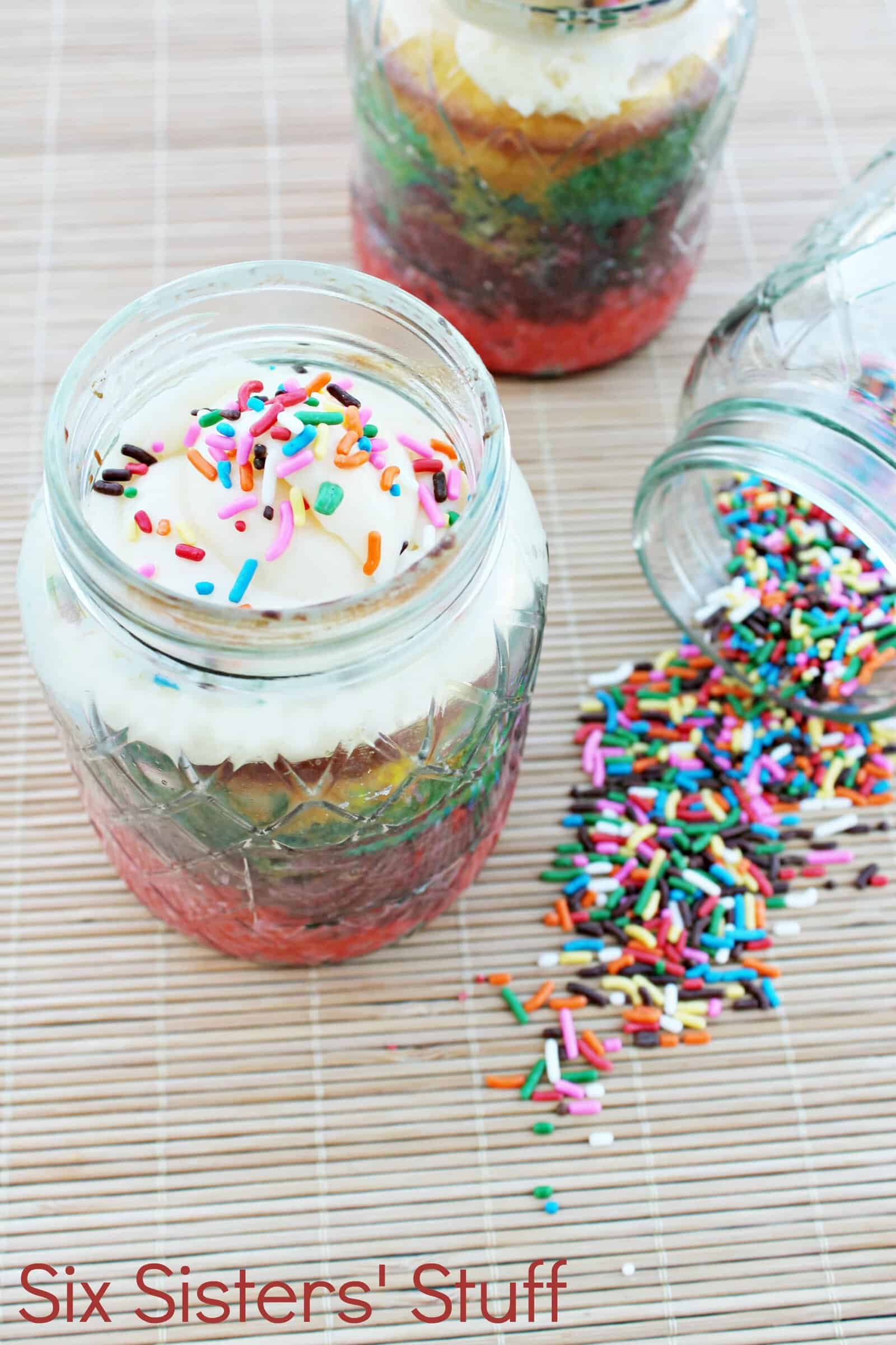 Rainbow Cake in a Jar