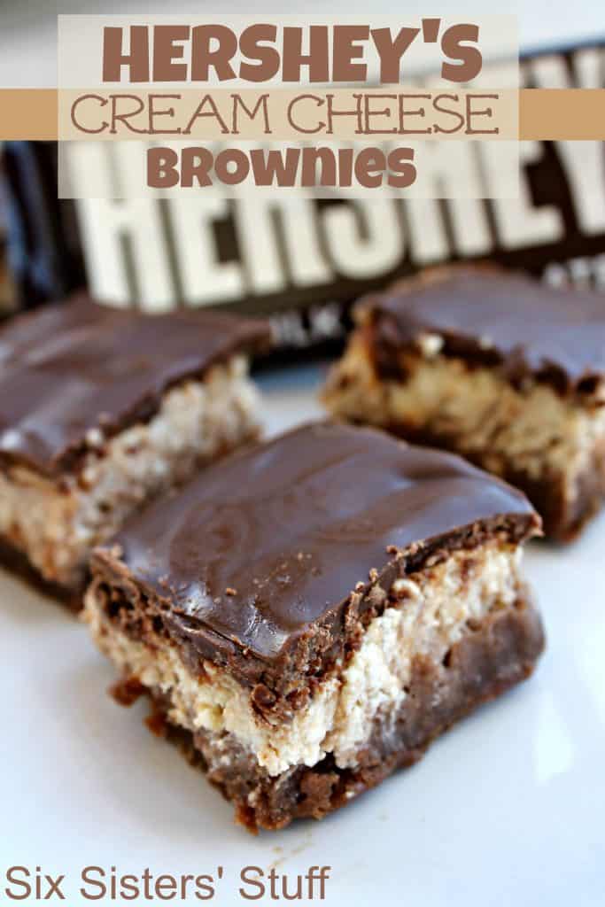 cream cheese fudge brownies made with Hershey's chocolate