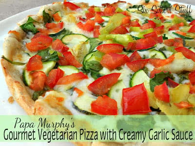 Papa Murphy’s Copy-Cat Gourmet Vegetarian Pizza with Creamy Garlic Sauce Recipe