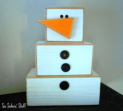 Wooden 4×4" Snowman Craft Tutorial