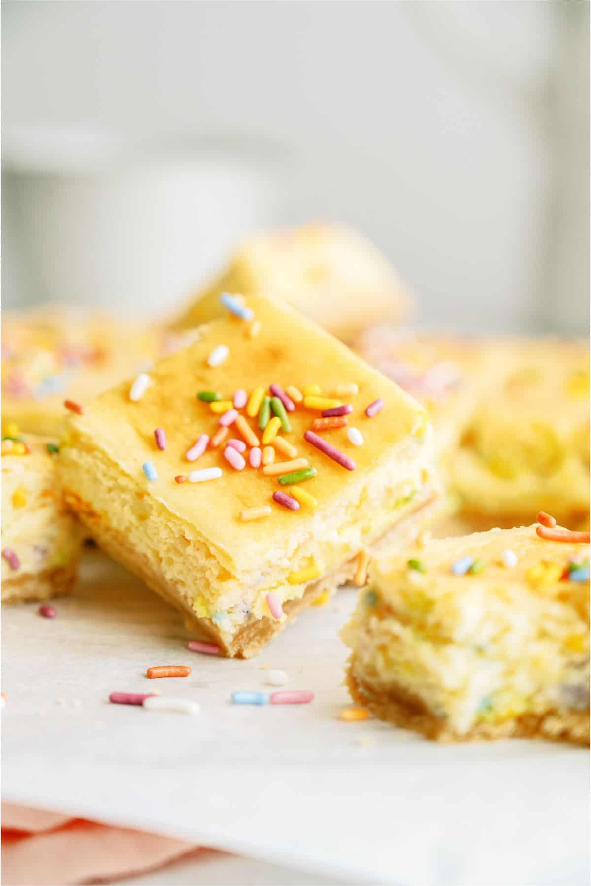 Cake Batter Cheesecake Bars