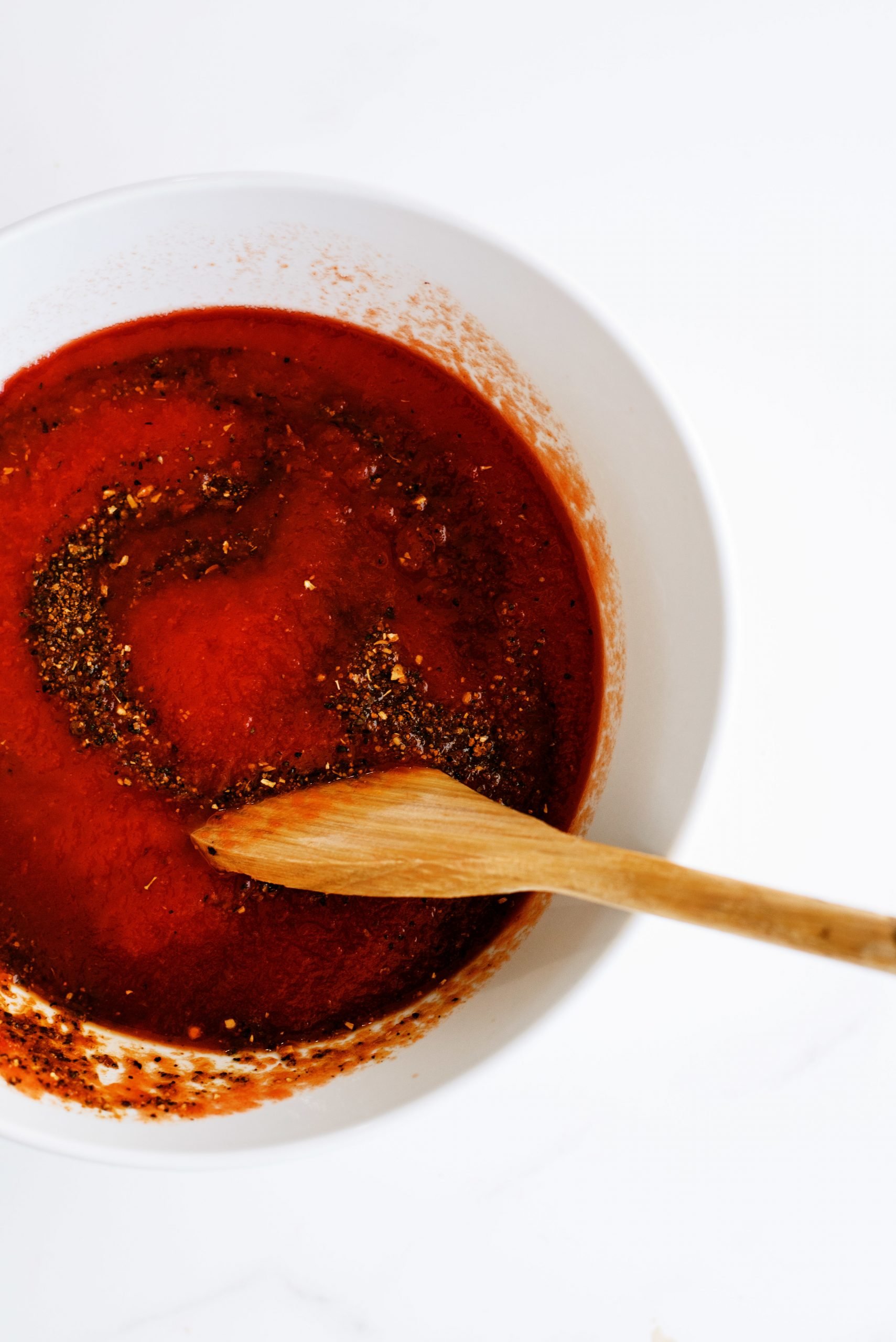 Medium mixing bowl with sauce ingredients