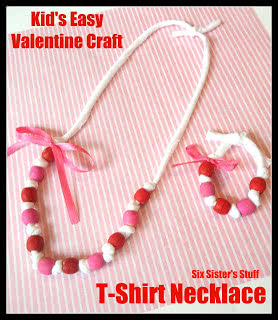 Easy Valentine Craft for Kids T shirt Necklace