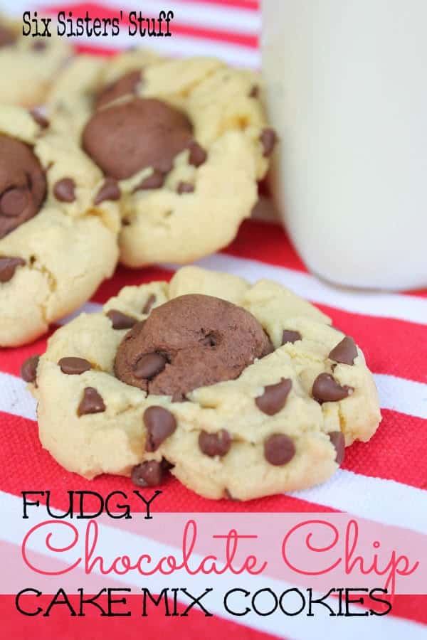 Fudgy Chocolate Chip Cake Mix Cookies