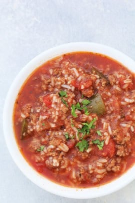 A bowl of Stuffed Pepper Soup