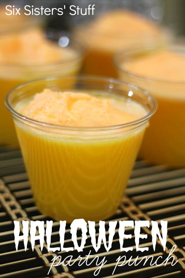 Halloween Orange Party Punch in plastic cups