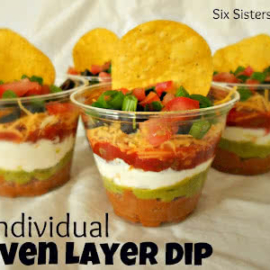 seven layer dip in individual serving cups