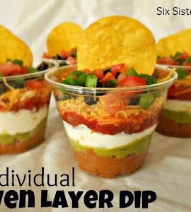 seven layer dip in individual serving cups