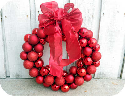 $6 Dollar Wire Hanger Christmas Ornament Wreath and Bow Tutorial