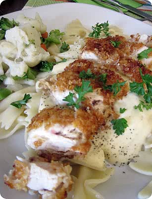 Crispy Chicken with Creamy Italian Sauce and Pasta