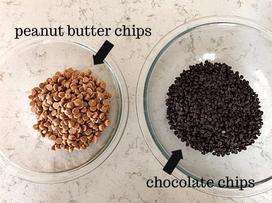 Peanut butter chips and chocolate chips