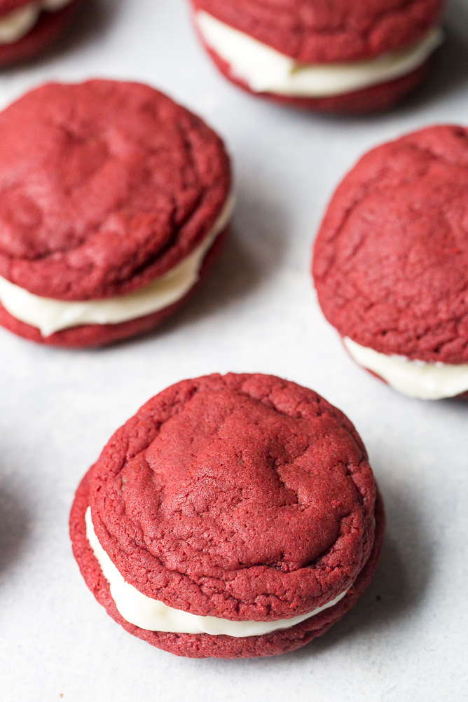 Red Velvet Oreo Cookies close up