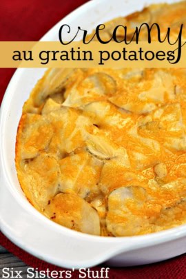 Creamy Au Gratin Potatoes in a baking dish