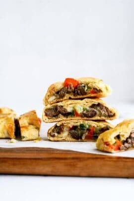 cheesesteak crescent braid