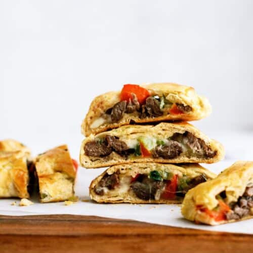 cheesesteak crescent braid