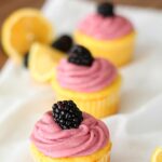 Lemon Cupcakes with Blackberry Buttercream frosting