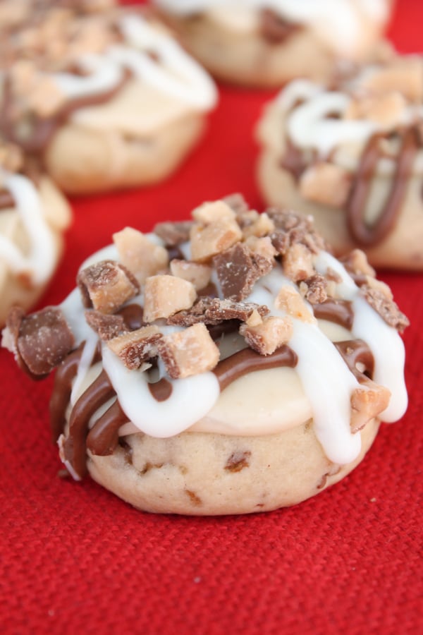 Close up of one Frosted Toffee Cookies