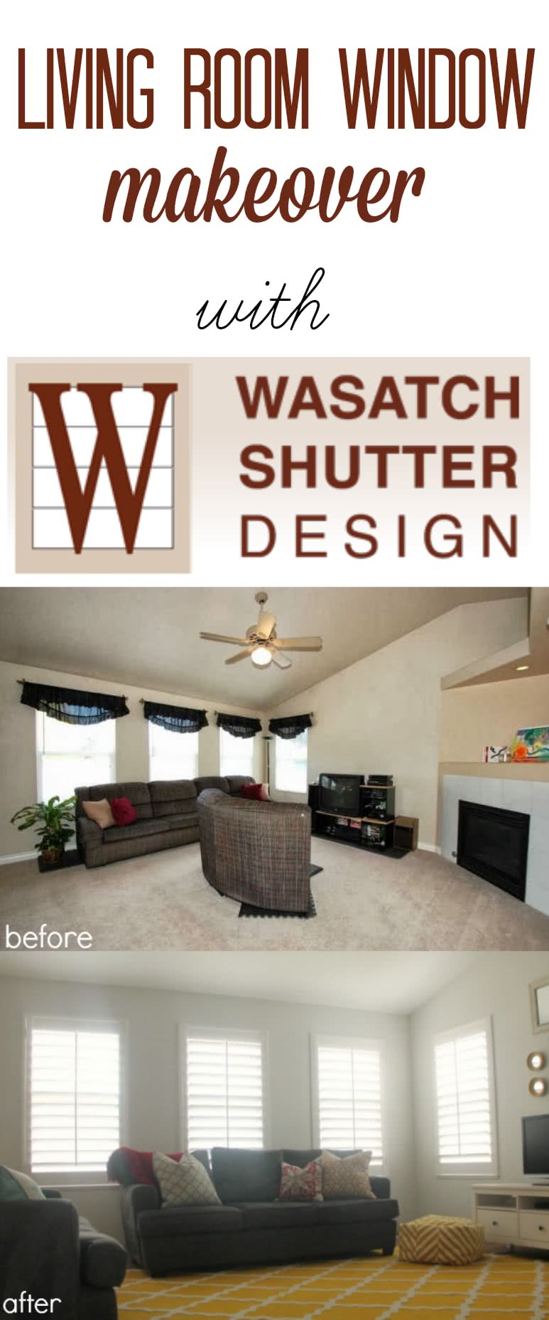 Living Room Window Makeover with Wasatch Shutters