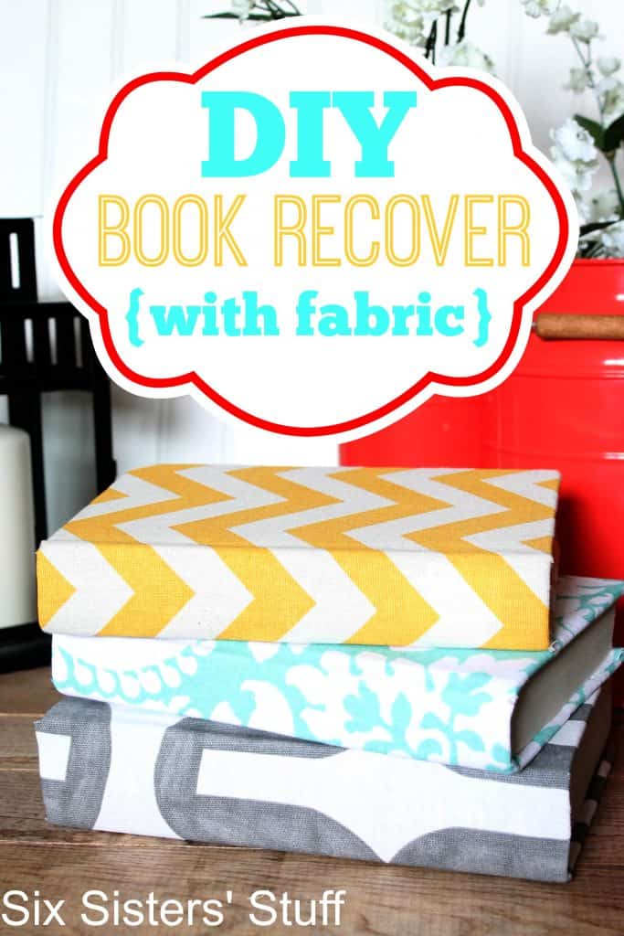 diy book recover with fabric