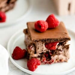 no bake chocolate raspberry eclair cake