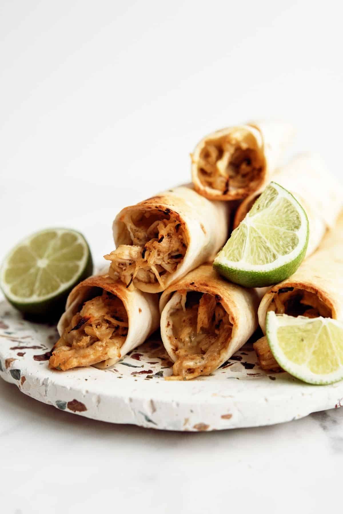 Baked Honey Lime Chicken Taquitos