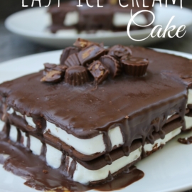 easy ice cream cake on serving dish