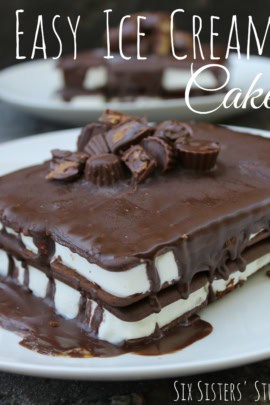 easy ice cream cake on serving dish