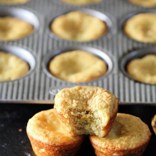 2 Ingredient Banana Muffins in a tin