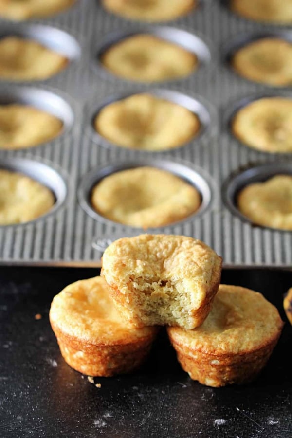2 Ingredient Banana Muffins in a tin