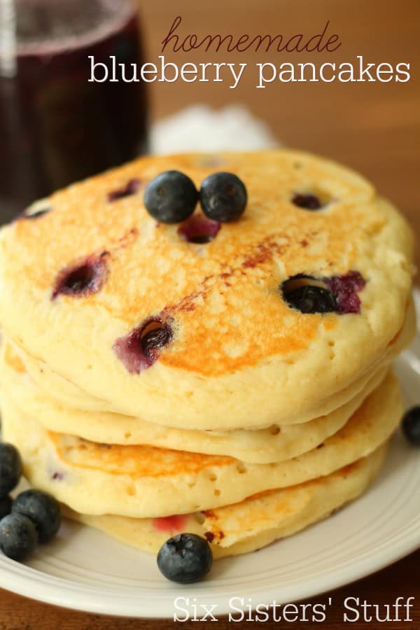 Homemade Fresh Blueberry Pancakes with Blueberry Syrup