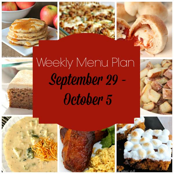 Weekly Menu Plan September 29th – October 5th