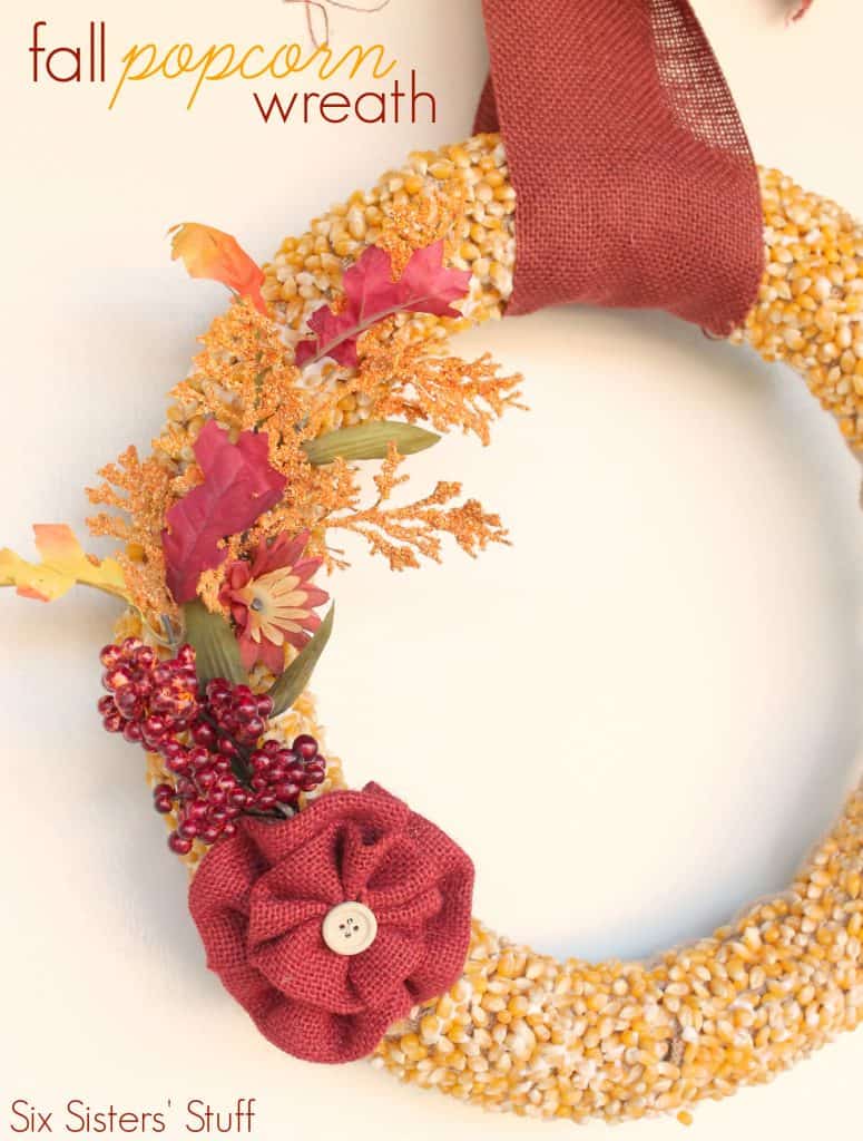 diy fall popcorn wreath