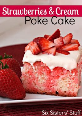 strawberries and cream poke cake