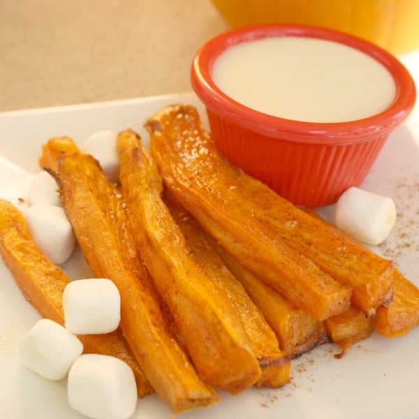 Brown Sugar Sweet Potato Fries with Marshmallow Dipping Sauce