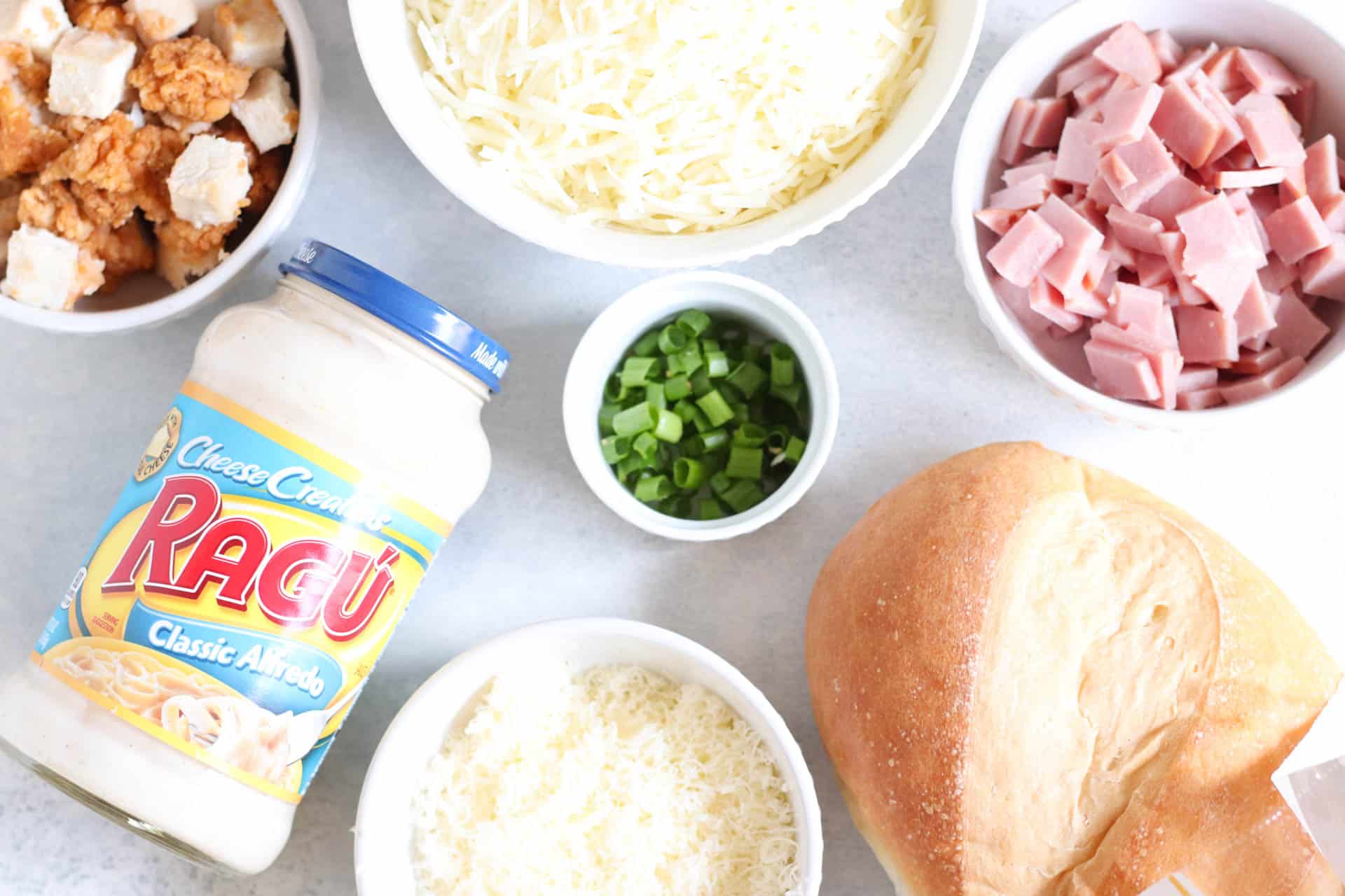 Ingredients for Chicken Cordon Bleu French Bread Pizza 