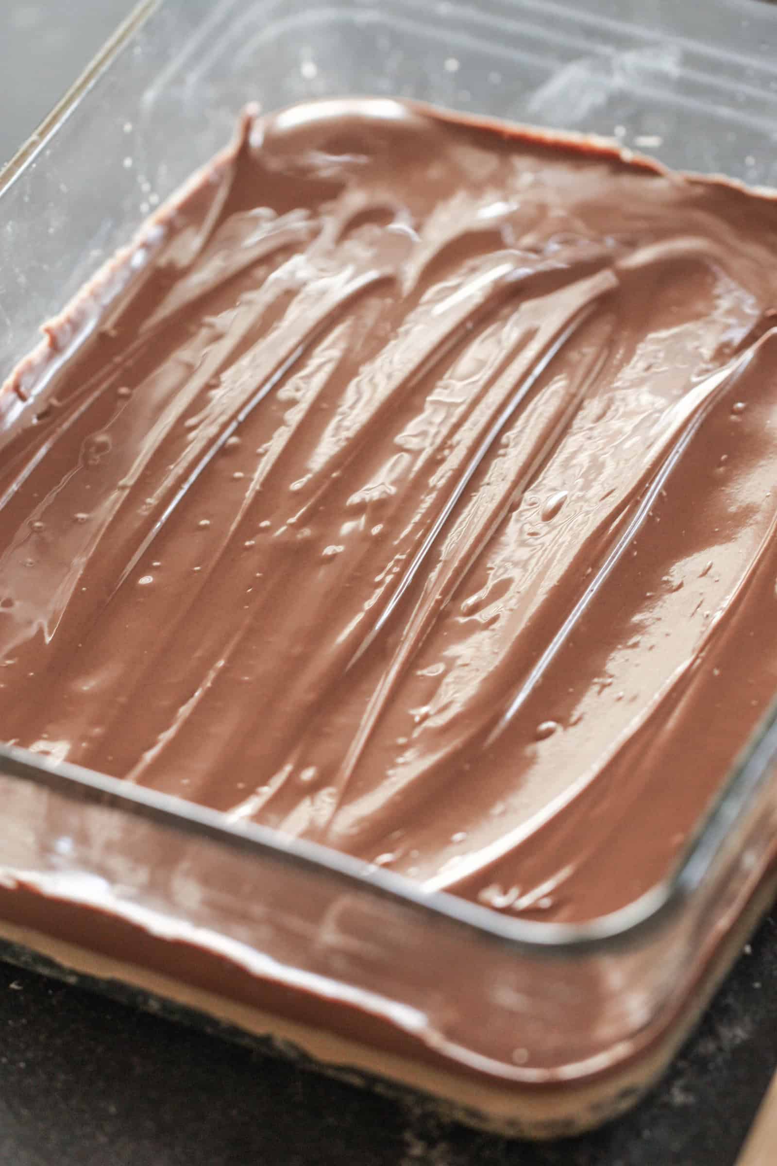 Uncut Twix Bars in a Glass Pan