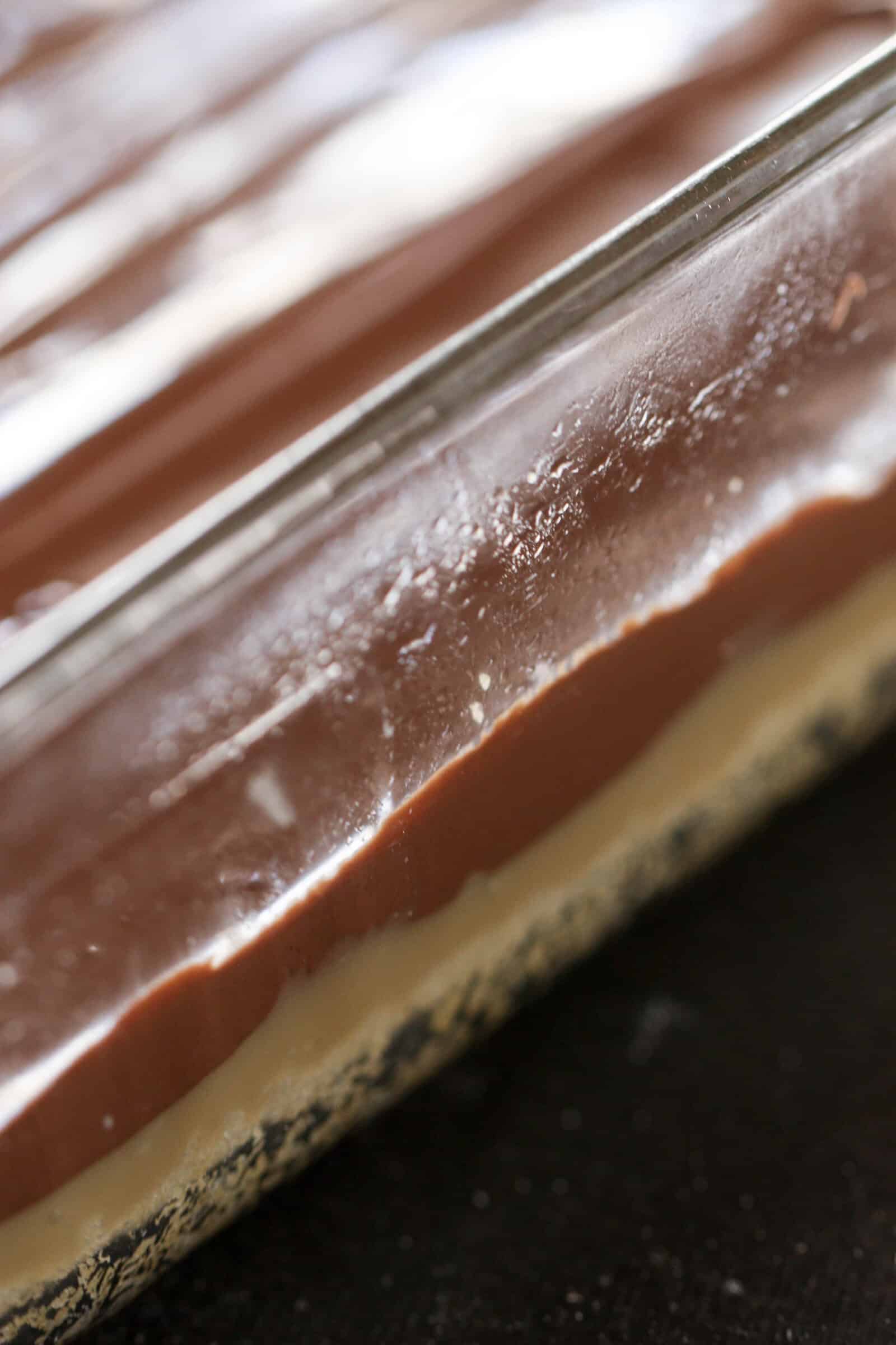 Uncut Twix Bars in a Glass Pan