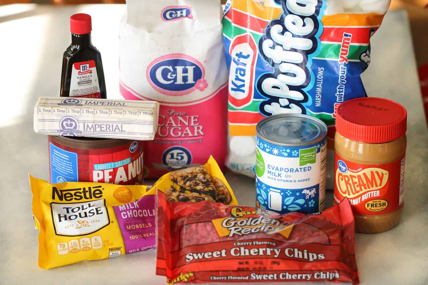 Ingredients needed for cherry bing bars