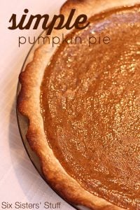 Simple Pumpkin Pie Recipe on SixSistersStuff