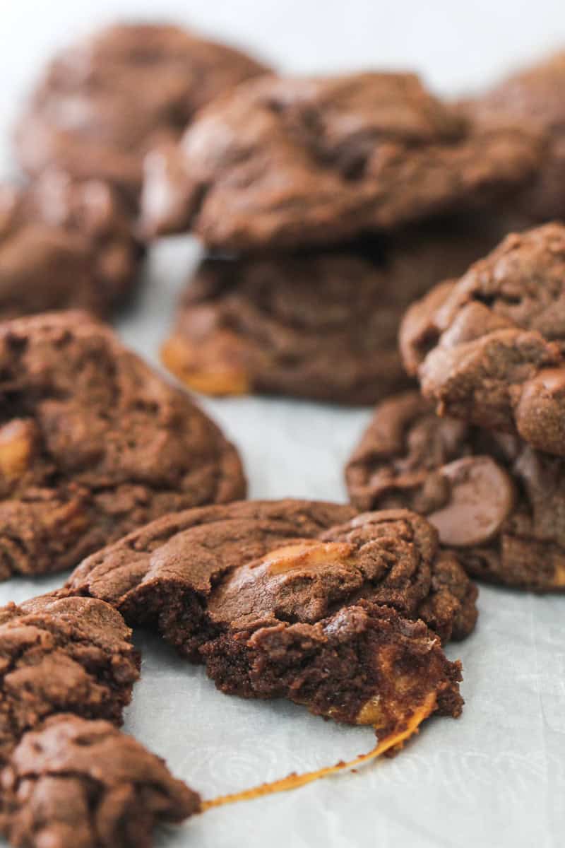 Chocolate Caramel Nutella Cookies