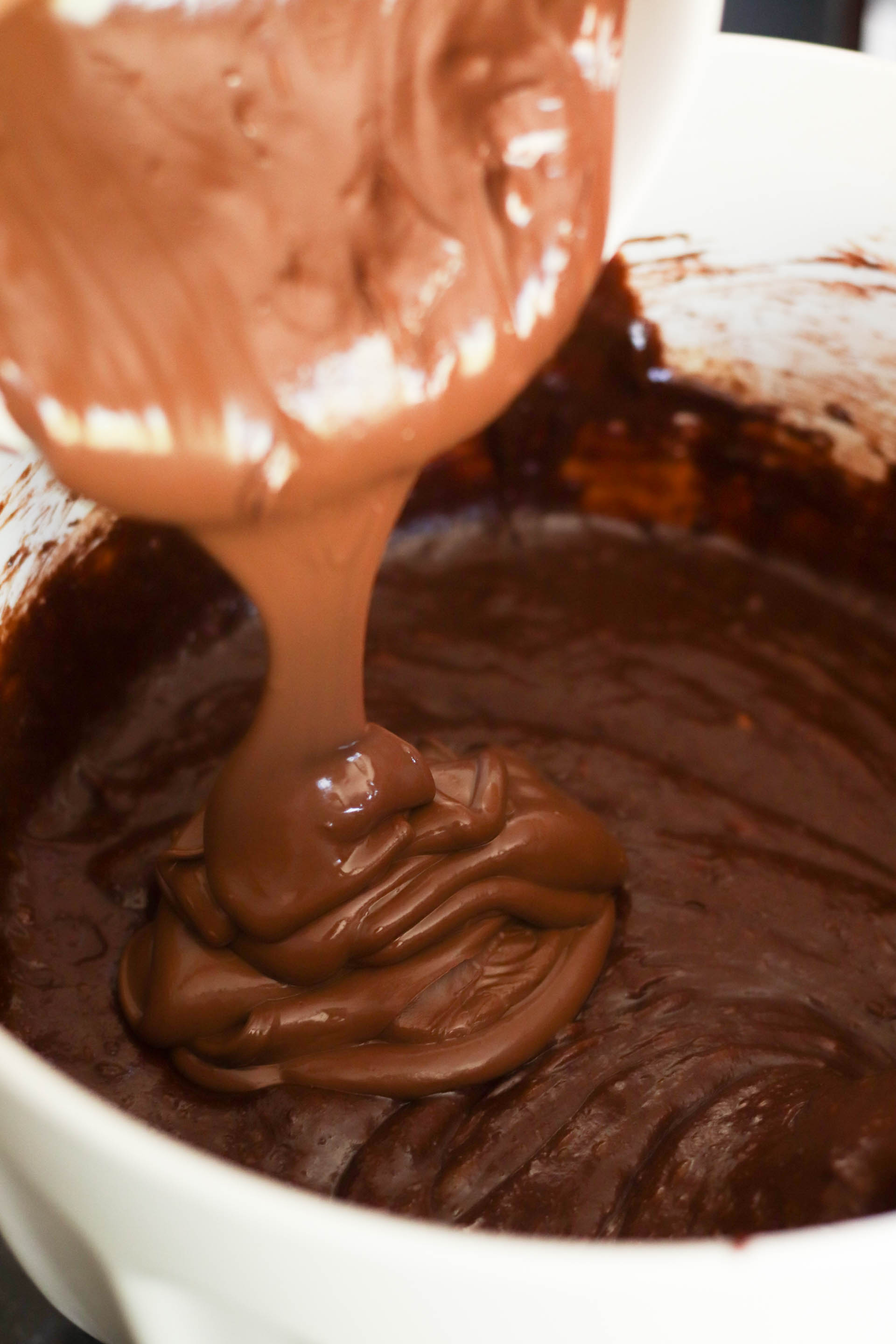 Fudgy Nutella Brownie batter in a bowl