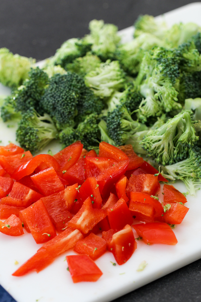 Chopped broccoli and peppers