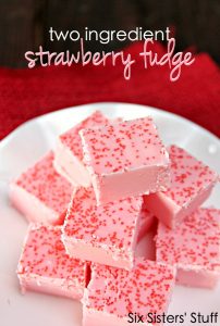 Two Ingredient Strawberry Fudge on SixSistersStuff