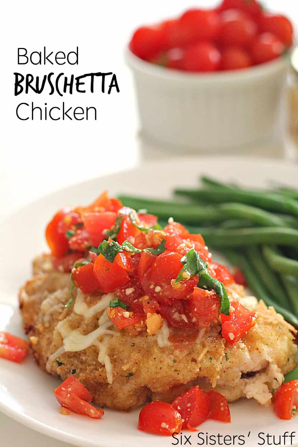 Baked Bruschetta Chicken on a white plate