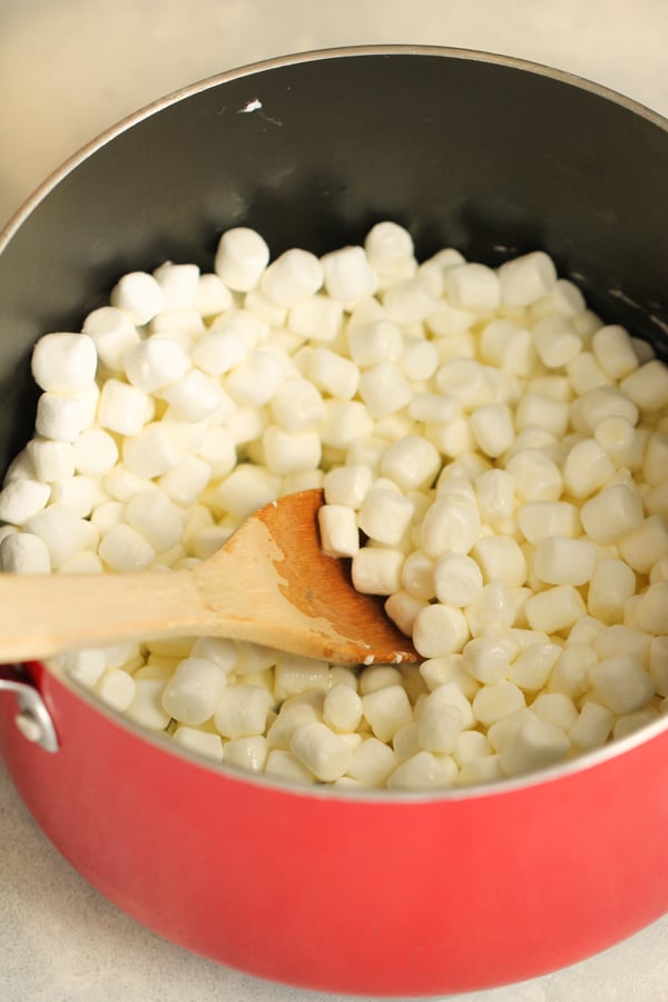 Marshmallows and butter in saucepan