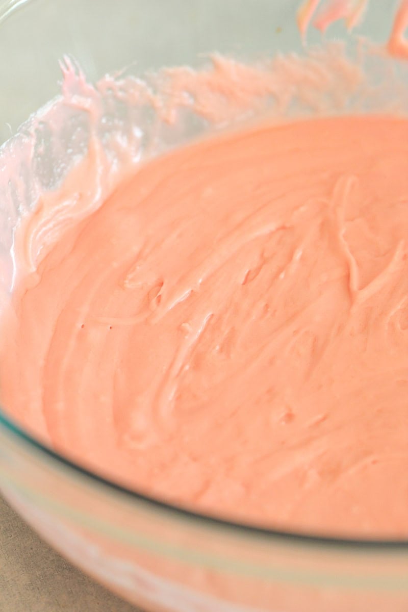 mixture of two ingredient fudge in a glass bowl