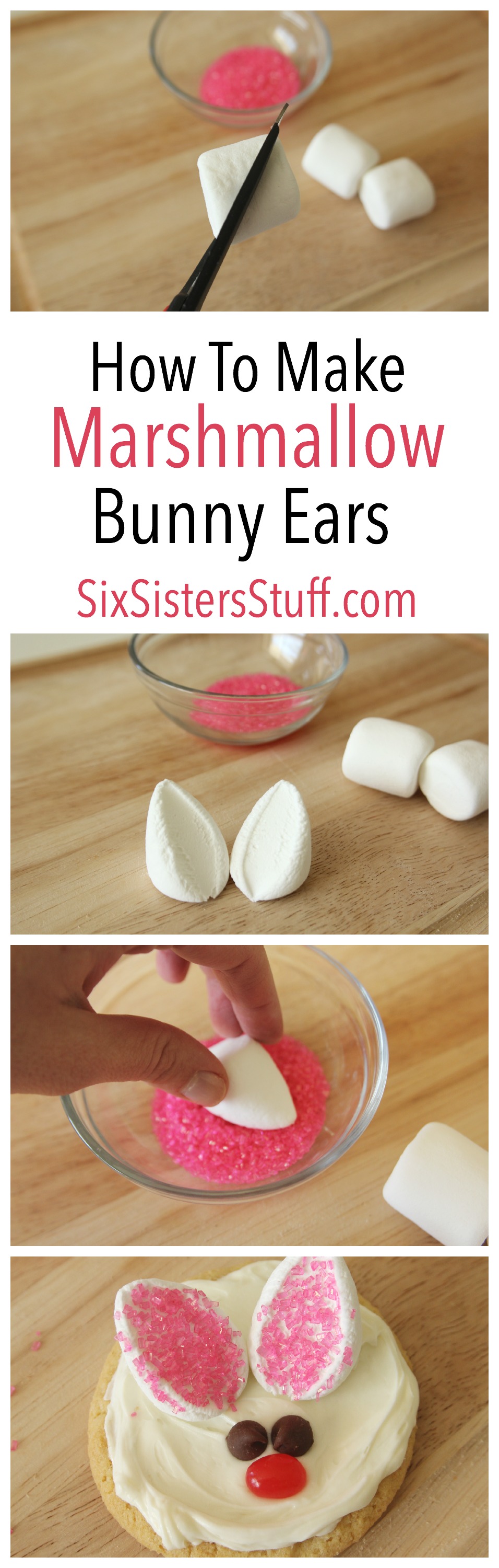 How To Make Marshmallow Bunny Ears on SixSistersStuff