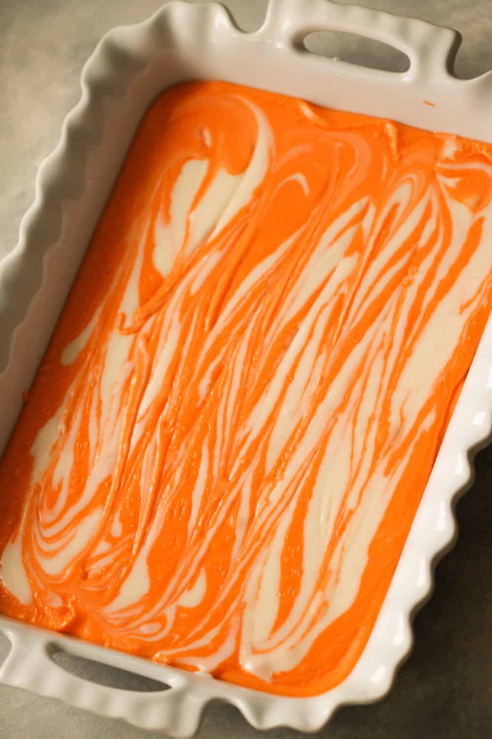 Vanilla Fudge swirled into the orange fudge.